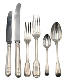 94 Piece English Silver Flatware Setting for 12