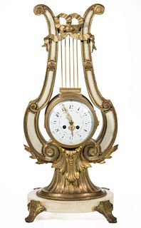 FRENCH LOUIS XV-STYLE MARBLE AND GILT-BRASS MANTEL CLOCK,