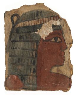 EGYPTIAN HAND-PAINTED CARTONNAGE FRAGMENT,