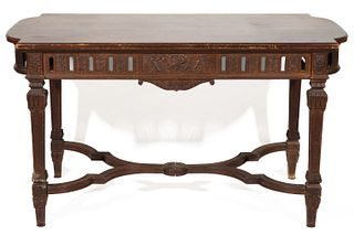 FRENCH PROVINCIAL WALNUT CENTER TABLE,