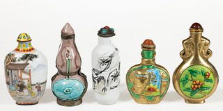 ASSORTED CHINESE SNUFF BOTTLES, LOT OF FIVE,