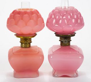 ROSE MINIATURE LAMPS, LOT OF TWO,