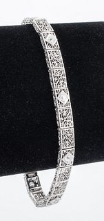 Art Deco Period 14K White Gold Diamond Bracelet