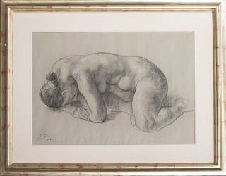 Francisco Zuniga Recumbent Nude Charcoal on Paper
