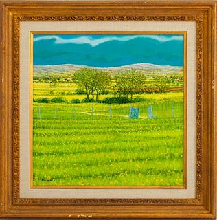 Dorie "Prairie Verte / Portail Bleu" Oil on Canvas