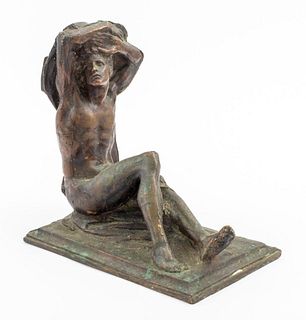 Korn Attributed Nude Male Bronze Sculpture