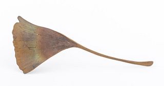 John Iversen Patinated Bronze Leaf Brooch