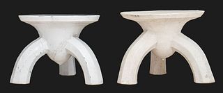 Modernist Cast Cement Circular Tripod Tables, Pair