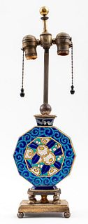 Longwy Art Deco Pottery Vase Table Lamp