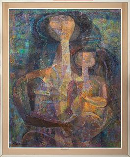 Romeo Tabuena "Woman & Child" Oil on Masonite