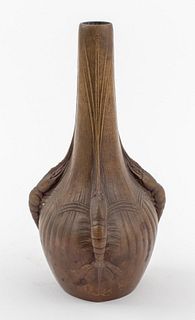 Victorin Sabatier Bronze Vase with Shrimp Motif
