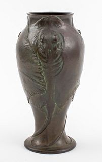 Art Nouveau Bronze Vase with Stingray Motif