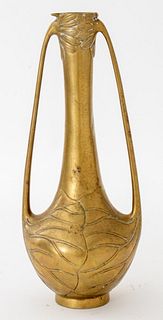 Japanese Art Nouveau Gilded Brass Vase