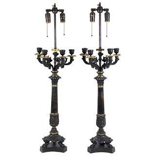 Grand Tour Style Candelabra Table Lamps, Pair