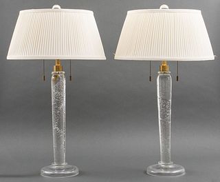 Modern Art Glass Lamps by John Hutton, Pair