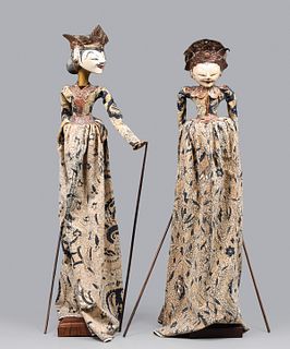Pair Indonesian Male and Female Puppets