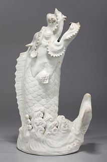 Antique Chinese Blanc De Chine Dragon Fish