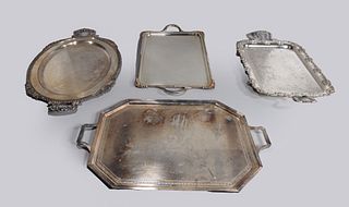 Group of Four Silver Plate Serving Trays