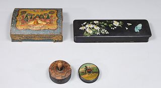 Group of Four Antique Jewelry and Trinket Boxes