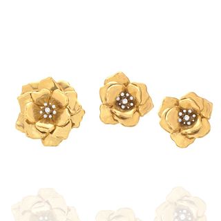Diamond and 18K Brooch and Earrings