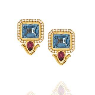 Gemstone, Diamond and 18K Earrings