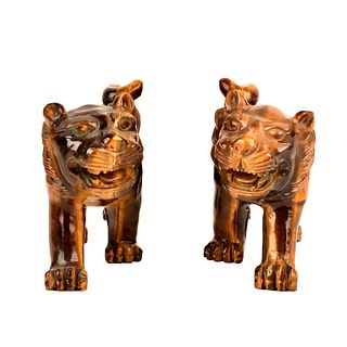 Pair of Chinese Foo Lion Figurines