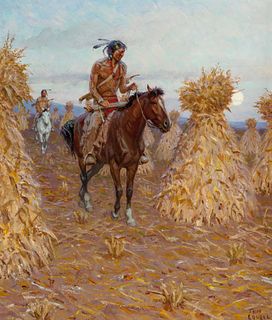Tom Lovell (1909 - 1997) White Man's Corn Tipis, 1993