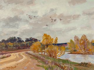 Reveau Mott Bassett (1897 - 1981) Ducks in Flight - Field Sketch