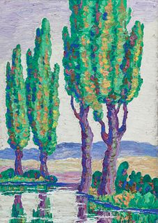 Birger Sandzen (1871 - 1954) Poplars, Logan Utah, 1929