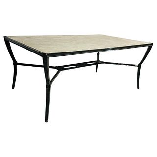 Andalusia Modern French Stone Top Metal Dining Table by Century