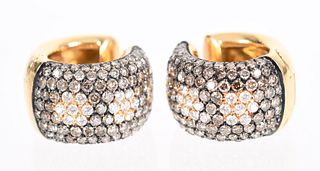 A Pair of 18K Gold and Diamond Huggie Earrings