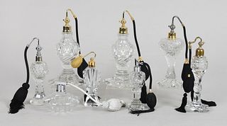 A Group of Cut Crystal Scent Bottles