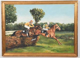 Oil on Canvas, Horse Race Scene