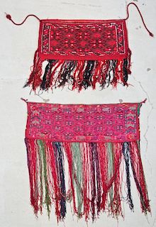 2 Vintage Afghan Sumak Trappings/Hangings