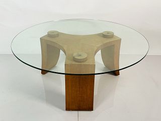 Wood & Glass Coffee Table in the style of Vladimir Kagan