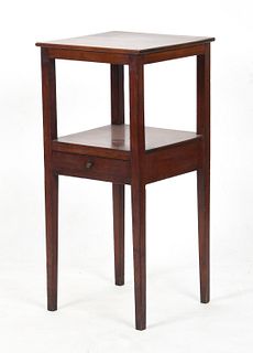 A Federal Walnut and Maple Two-Tier Wash Stand
