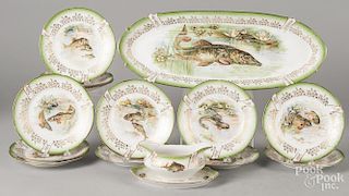 German fourteen-piece porcelain fish service, late 19th c., platter - 8 3/4'' l., 22 3/4'' w.