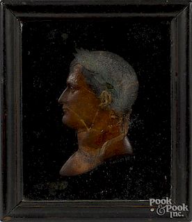 Wax profile bust of Napoleon, 19th c., frame - 7 1/2'' x 6 1/4''.