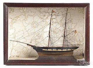 Victorian ship diorama, 12 3/4'' h., 18'' w.