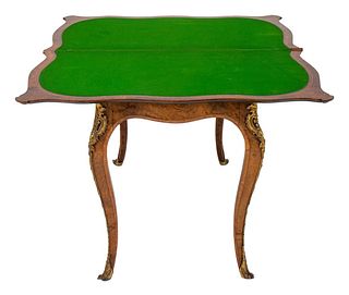 French Louis XV Style Marquetry Card Table