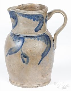 Baltimore stoneware pitcher, 19th c., impressed P. Herrmann, with cobalt floral decoration