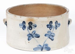 Baltimore four-gallon stoneware cake crock, 19th c., with cobalt floral decoration, 7 1/2'' h.