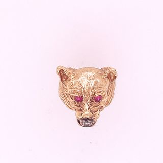 Gold and Ruby Wolf Ring