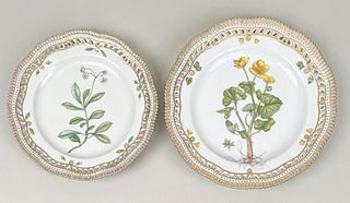 Two Royal Copenhagen Flora Danica Porcelain Plates