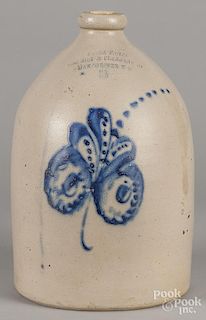 Three-gallon stoneware jug, 19th c., impressed Peter Fahey Manchester N.H.