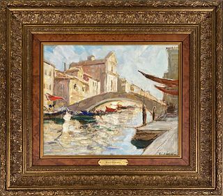 Knut Norman, Impressionist Venetian Scene O/M