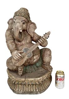 Finely Carved Wooden Ganesha Statue