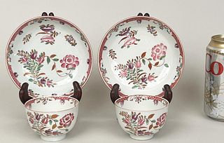 Pair Chinese Export Porcelain Cups/Saucers