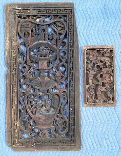 Two Chinese Carved Panels