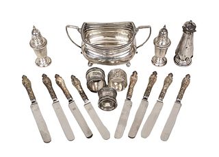 Estate Group Fifteen Sterling Silver Table Wares